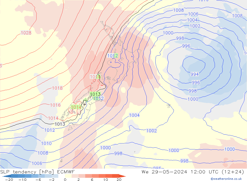 SLP tendency ECMWF St 29.05.2024 12 UTC