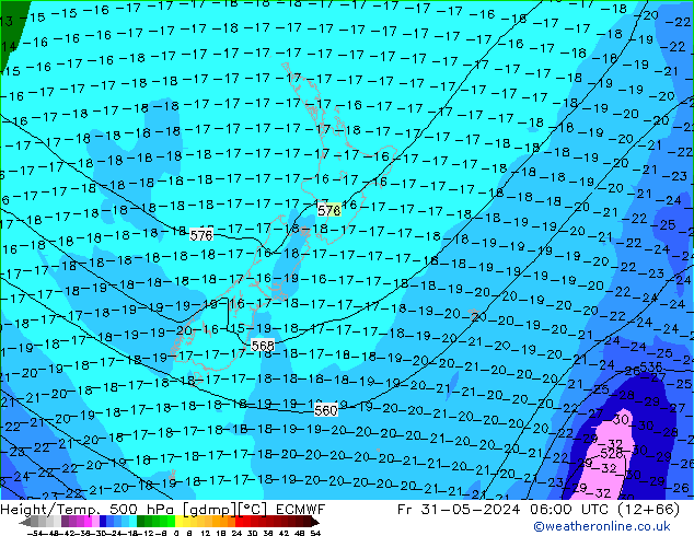 Z500/Rain (+SLP)/Z850 ECMWF Fr 31.05.2024 06 UTC