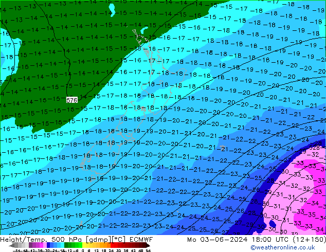 Z500/Rain (+SLP)/Z850 ECMWF пн 03.06.2024 18 UTC