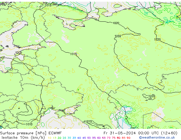 Isotachs (kph) ECMWF Sex 31.05.2024 00 UTC