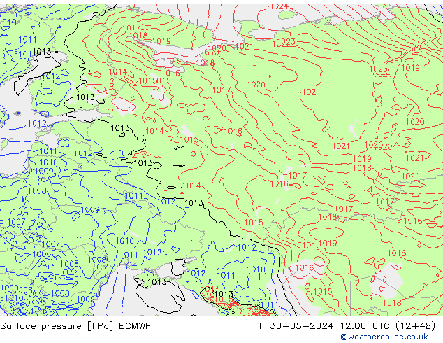 Atmosférický tlak ECMWF Čt 30.05.2024 12 UTC