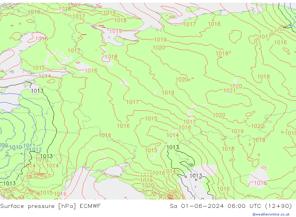 Pressione al suolo ECMWF sab 01.06.2024 06 UTC