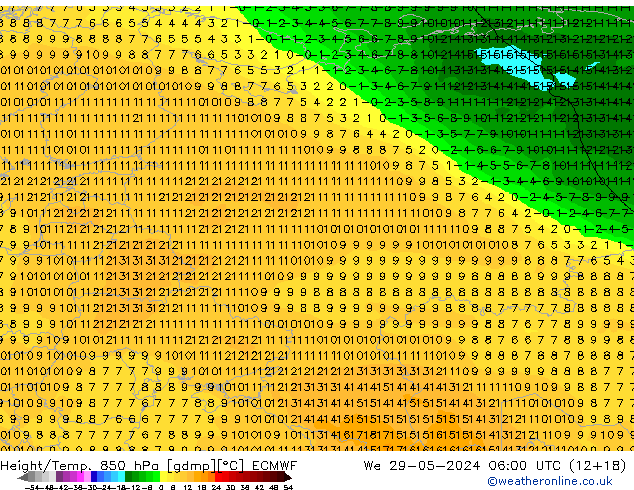 Z500/Rain (+SLP)/Z850 ECMWF śro. 29.05.2024 06 UTC