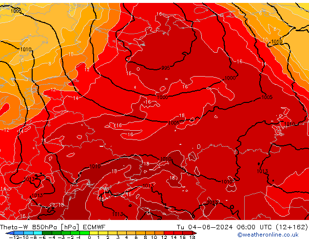 Theta-W 850hPa ECMWF Sa 04.06.2024 06 UTC