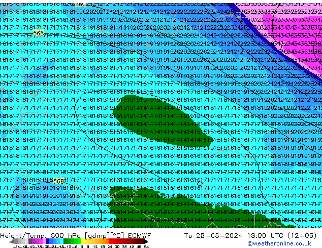 Z500/Rain (+SLP)/Z850 ECMWF Tu 28.05.2024 18 UTC