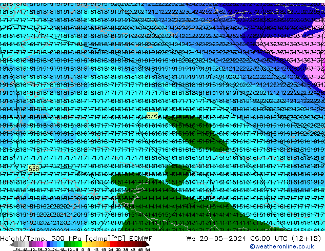 Z500/Rain (+SLP)/Z850 ECMWF ср 29.05.2024 06 UTC