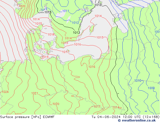 Bodendruck ECMWF Di 04.06.2024 12 UTC