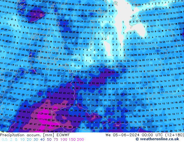 Toplam Yağış ECMWF Çar 05.06.2024 00 UTC