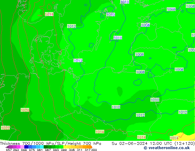 Thck 700-1000 hPa ECMWF Dom 02.06.2024 12 UTC