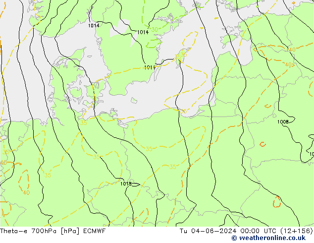 Theta-e 700hPa ECMWF wto. 04.06.2024 00 UTC