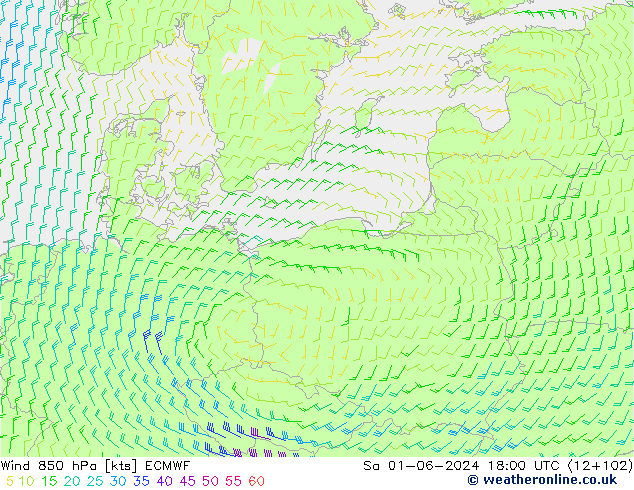 Wind 850 hPa ECMWF Sa 01.06.2024 18 UTC