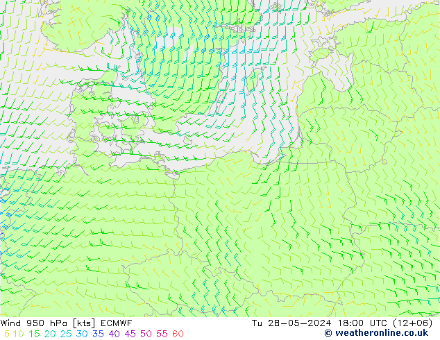 Wind 950 hPa ECMWF Tu 28.05.2024 18 UTC