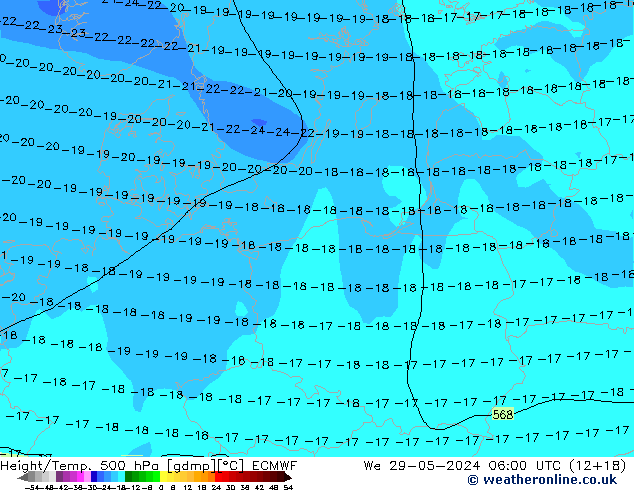 Z500/Rain (+SLP)/Z850 ECMWF We 29.05.2024 06 UTC