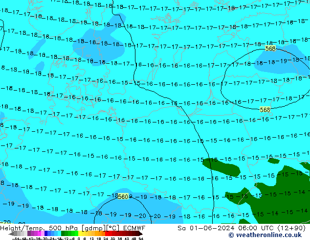 Z500/Rain (+SLP)/Z850 ECMWF сб 01.06.2024 06 UTC