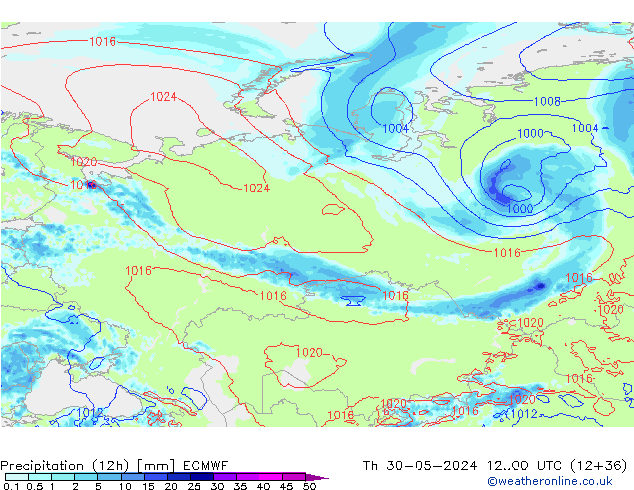 Nied. akkumuliert (12Std) ECMWF Do 30.05.2024 00 UTC