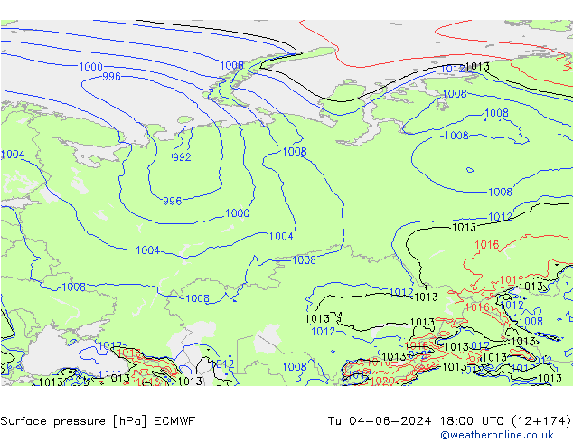 Presión superficial ECMWF mar 04.06.2024 18 UTC