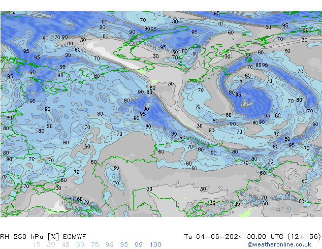 RH 850 hPa ECMWF Di 04.06.2024 00 UTC