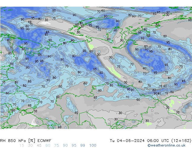 Humedad rel. 850hPa ECMWF mar 04.06.2024 06 UTC