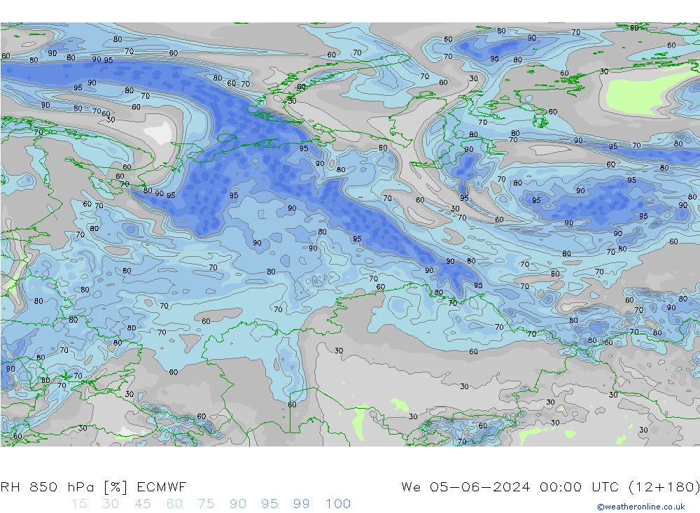 RH 850 hPa ECMWF Mi 05.06.2024 00 UTC