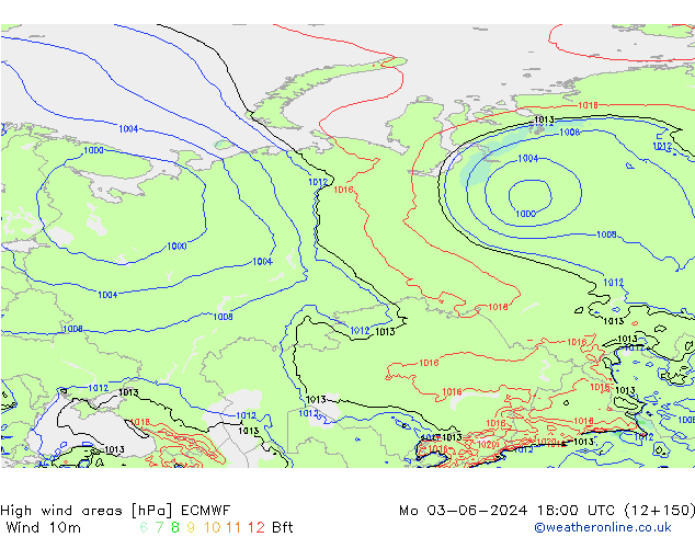 High wind areas ECMWF Mo 03.06.2024 18 UTC