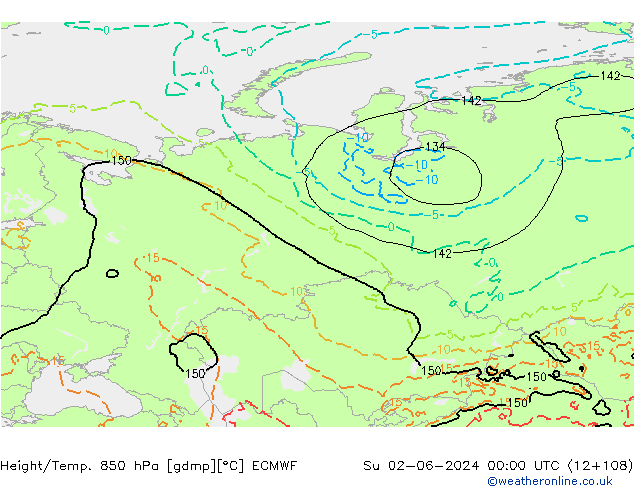 Z500/Rain (+SLP)/Z850 ECMWF Su 02.06.2024 00 UTC