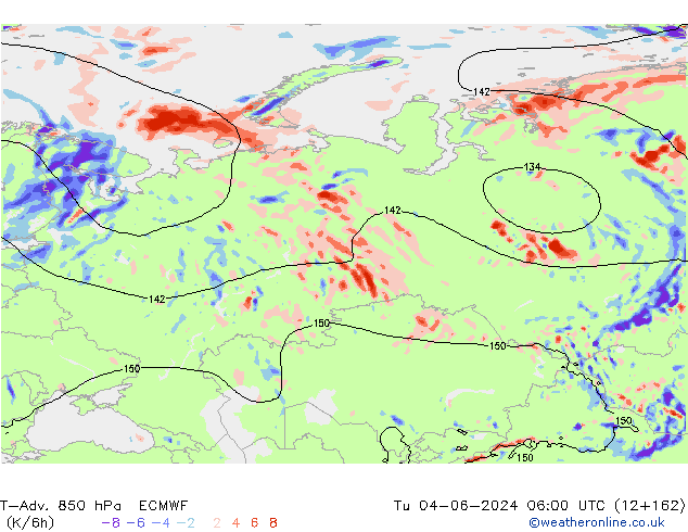 T-Adv. 850 hPa ECMWF mar 04.06.2024 06 UTC