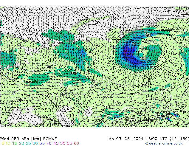 Wind 950 hPa ECMWF Mo 03.06.2024 18 UTC