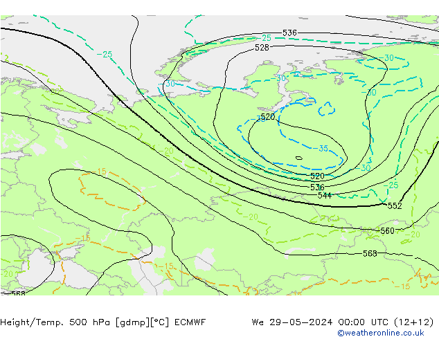 Z500/Rain (+SLP)/Z850 ECMWF St 29.05.2024 00 UTC