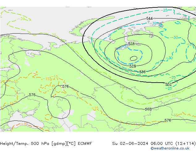 Z500/Rain (+SLP)/Z850 ECMWF ��� 02.06.2024 06 UTC