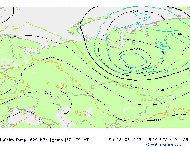 Z500/Rain (+SLP)/Z850 ECMWF Su 02.06.2024 18 UTC