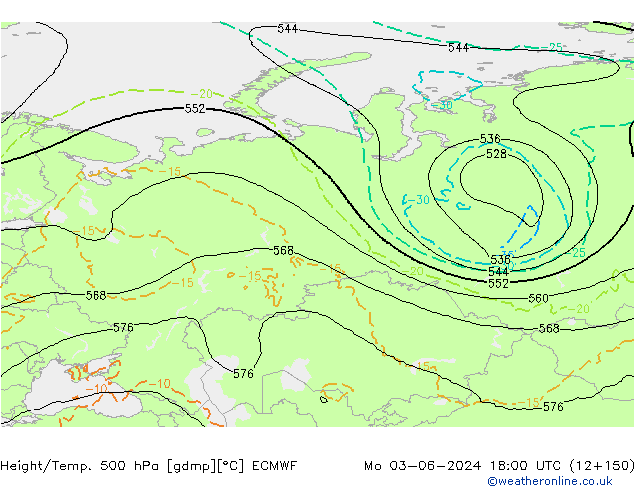 Z500/Rain (+SLP)/Z850 ECMWF пн 03.06.2024 18 UTC