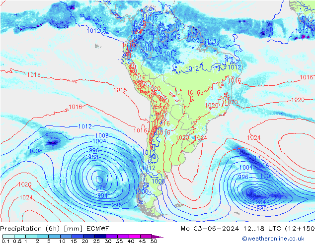 Z500/Rain (+SLP)/Z850 ECMWF lun 03.06.2024 18 UTC