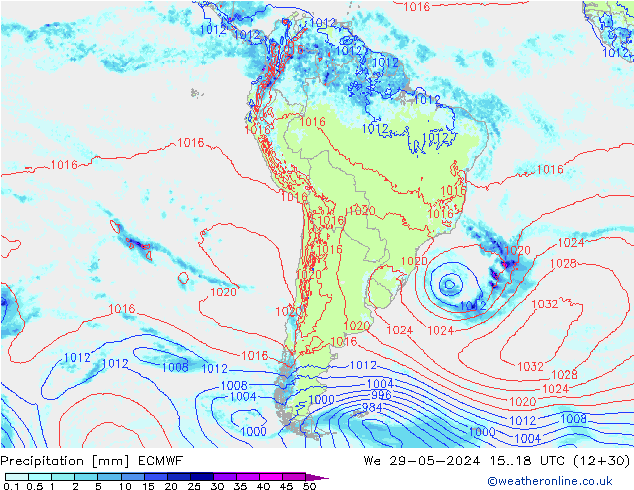 Precipitation ECMWF We 29.05.2024 18 UTC