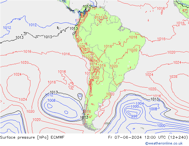 Surface pressure ECMWF Fr 07.06.2024 12 UTC