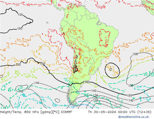 Z500/Rain (+SLP)/Z850 ECMWF Čt 30.05.2024 00 UTC