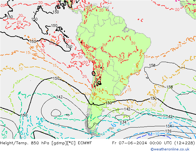 Height/Temp. 850 hPa ECMWF Fr 07.06.2024 00 UTC