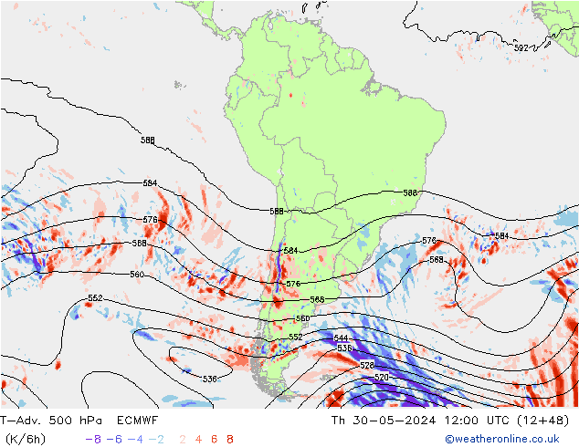 T-Adv. 500 hPa ECMWF gio 30.05.2024 12 UTC