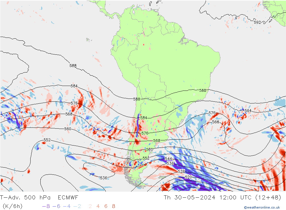 T-Adv. 500 hPa ECMWF do 30.05.2024 12 UTC