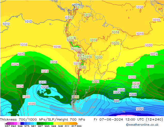 Thck 700-1000 hPa ECMWF Fr 07.06.2024 12 UTC