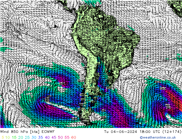 Wind 850 hPa ECMWF di 04.06.2024 18 UTC