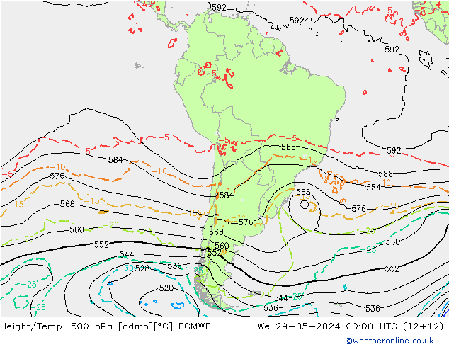 Yükseklik/Sıc. 500 hPa ECMWF Çar 29.05.2024 00 UTC