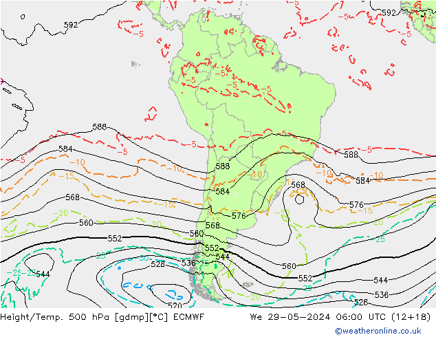 Z500/Rain (+SLP)/Z850 ECMWF We 29.05.2024 06 UTC