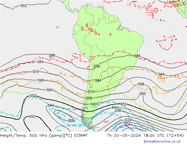 Z500/Rain (+SLP)/Z850 ECMWF Th 30.05.2024 18 UTC