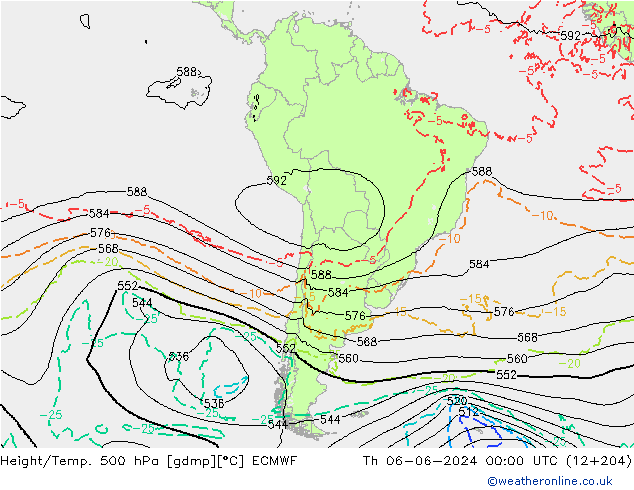 Z500/Rain (+SLP)/Z850 ECMWF czw. 06.06.2024 00 UTC