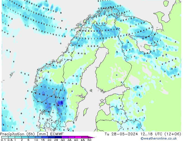 Precipitação (6h) ECMWF Ter 28.05.2024 18 UTC