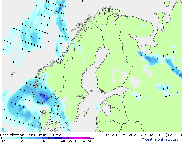 Z500/Rain (+SLP)/Z850 ECMWF jue 30.05.2024 06 UTC