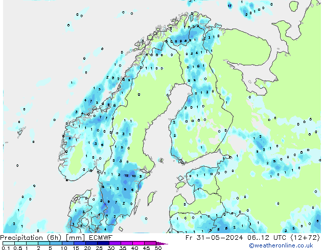 Z500/Rain (+SLP)/Z850 ECMWF Fr 31.05.2024 12 UTC