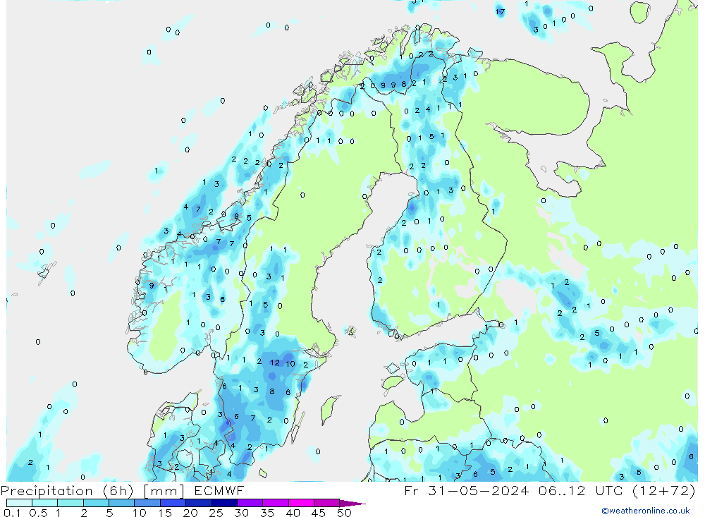 Z500/Yağmur (+YB)/Z850 ECMWF Cu 31.05.2024 12 UTC