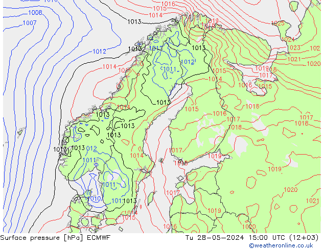 Yer basıncı ECMWF Sa 28.05.2024 15 UTC