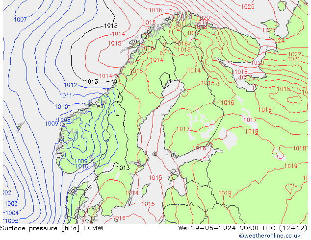 Pressione al suolo ECMWF mer 29.05.2024 00 UTC